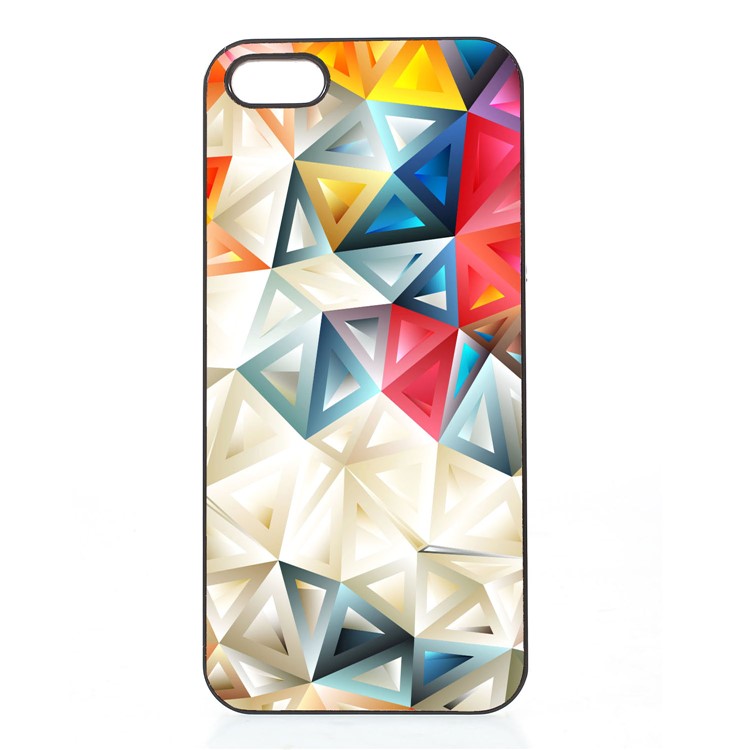 2D Heat Transfer Printing Aluminum Sheet Skin PC Hard Case for iPhone SE/5s/5 - Colored Triangles-1