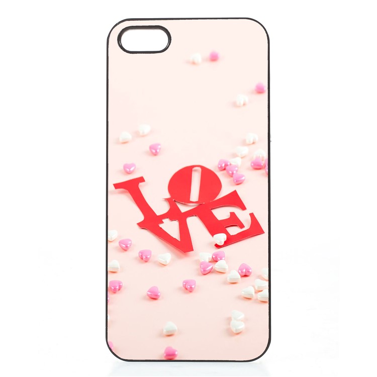 2D Heat Transfer Printing Aluminum Sheet Skin Shell Hard Case for iPhone SE/5s/5 - LOVE-1
