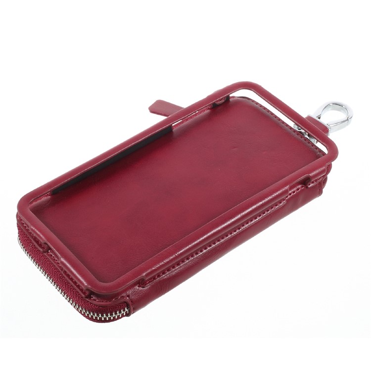 Keychain Design Zipper Wallet Leather Phone Case for iPhone 6s Plus / 6 Plus - Red-6