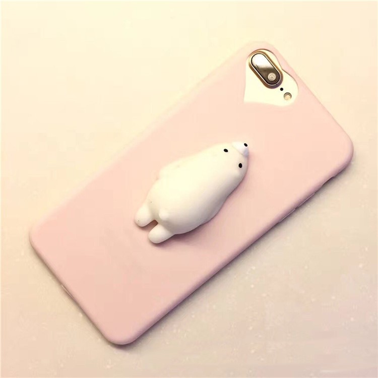 3D Pinch Squishy Polar Bear Soft TPU Case Shell for iPhone 8 Plus / 7 Plus 5.5 inch - Pink-1