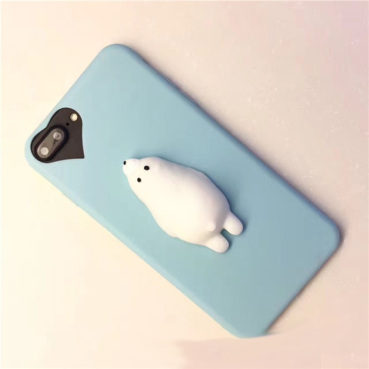 3D Squishy Poke Polar Bear Soft TPU Cover Shell for iPhone 8 Plus / 7 Plus 5.5 inch - Blue-1