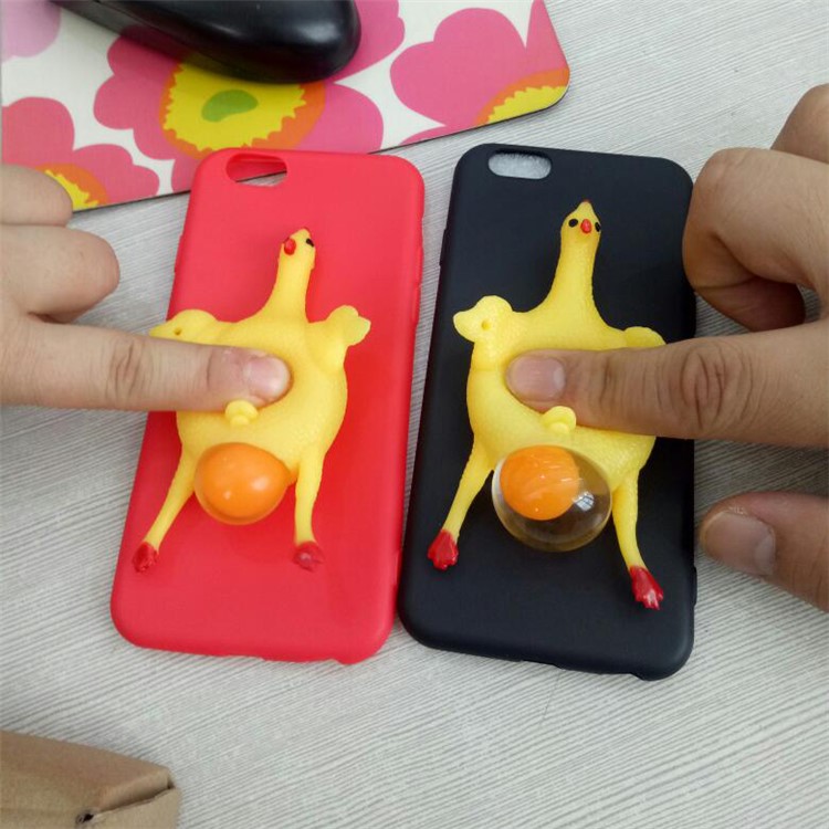 Funny Squeeze Chicken Lay Egg Squishy Stress Reliever Soft TPU Case for iPhone 6s 6 ? Red