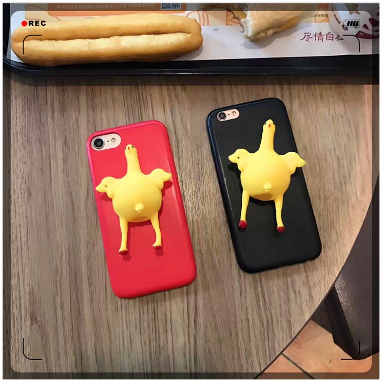 Funny Finger Pinch Chicken Lay Egg Squishy Soft TPU Case Cover for iPhone 8 / 7 4.7 inch - Red-4