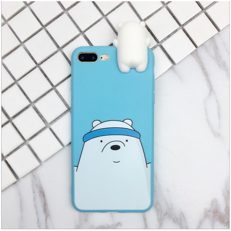 Cute Cartoon Pattern TPU Back Case with 3D Doll Figure for iPhone 8 Plus / 7 Plus 5.5 inch - Polar Bear-1