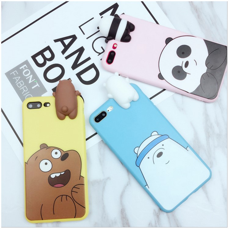 Cute Cartoon Pattern TPU Back Case with 3D Doll Figure for iPhone 8 Plus / 7 Plus 5.5 inch - Polar Bear-2