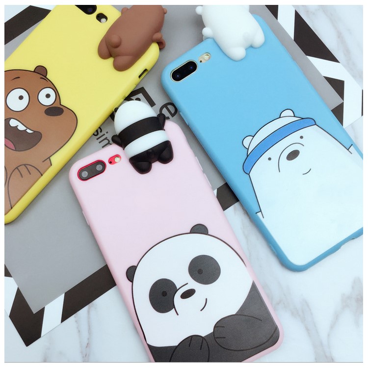 Cute Cartoon Pattern TPU Back Case with 3D Doll Figure for iPhone 8 Plus / 7 Plus 5.5 inch - Polar Bear-3