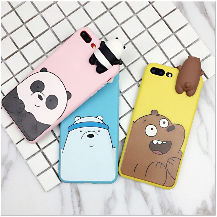 Cute Cartoon Pattern TPU Back Case with 3D Doll Figure for iPhone 8 Plus / 7 Plus 5.5 inch - Polar Bear-4