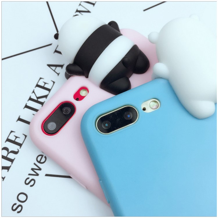 Cute Cartoon Pattern TPU Back Case with 3D Doll Figure for iPhone 8 Plus / 7 Plus 5.5 inch - Polar Bear-5