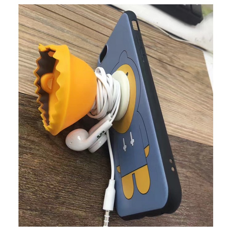 Creative Patterned Adorable Silicon Lion Cable Winder TPU Kickstand Phone Case for iPhone 6S/6 4.7 inch-2