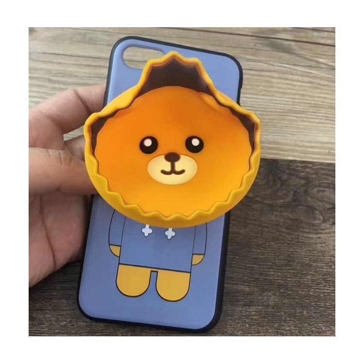 Creative Patterned Adorable Silicon Lion Cable Winder TPU Kickstand Phone Case for iPhone 6S/6 4.7 inch-3