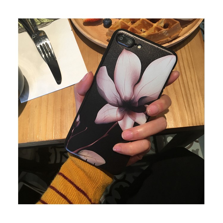 For iPhone 7 Plus 5.5 Embossment Flower Matte TPU Mobile Phone Case Cover - Lotus-2