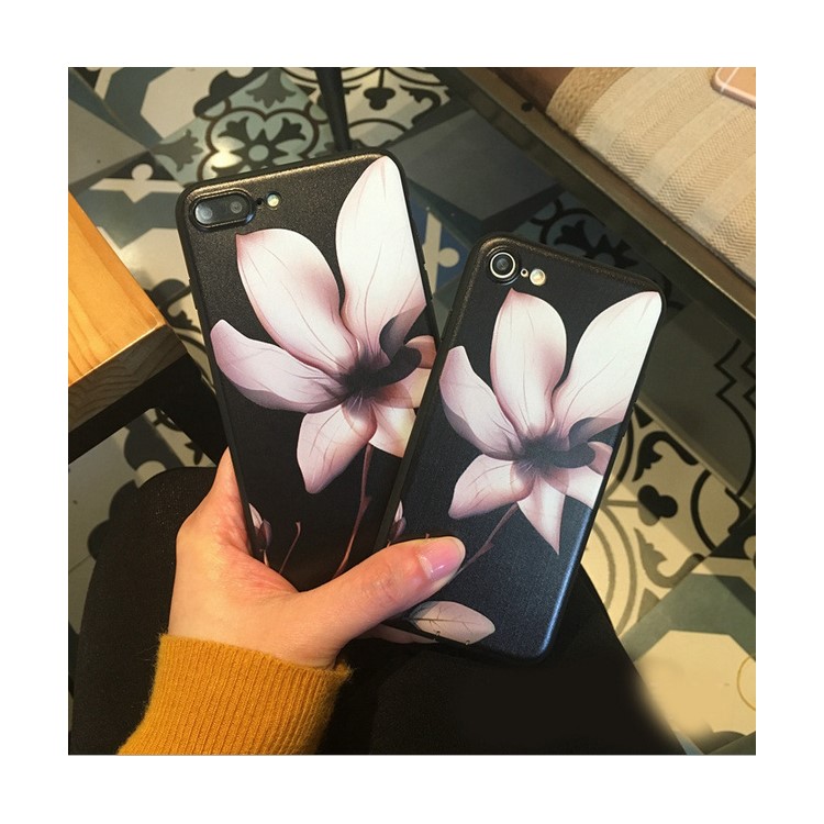 For iPhone 7 Plus 5.5 Embossment Flower Matte TPU Mobile Phone Case Cover - Lotus-3