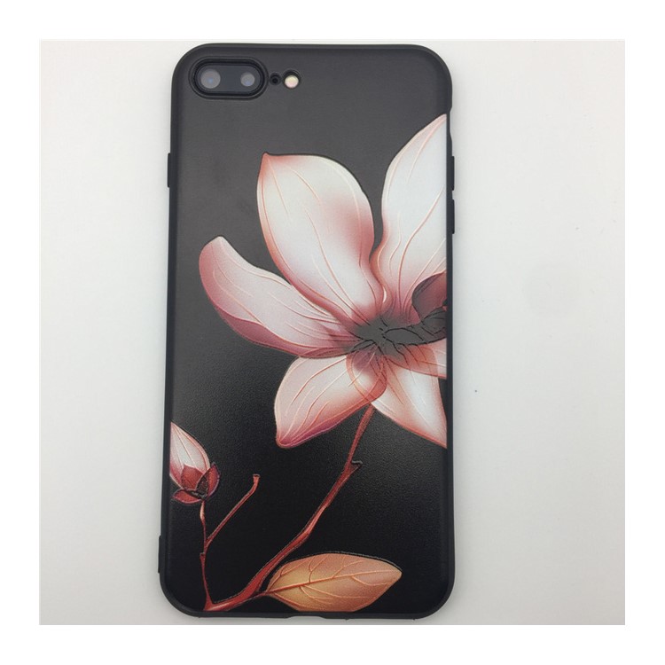 For iPhone 7 Plus 5.5 Embossment Flower Matte TPU Mobile Phone Case Cover - Lotus-4