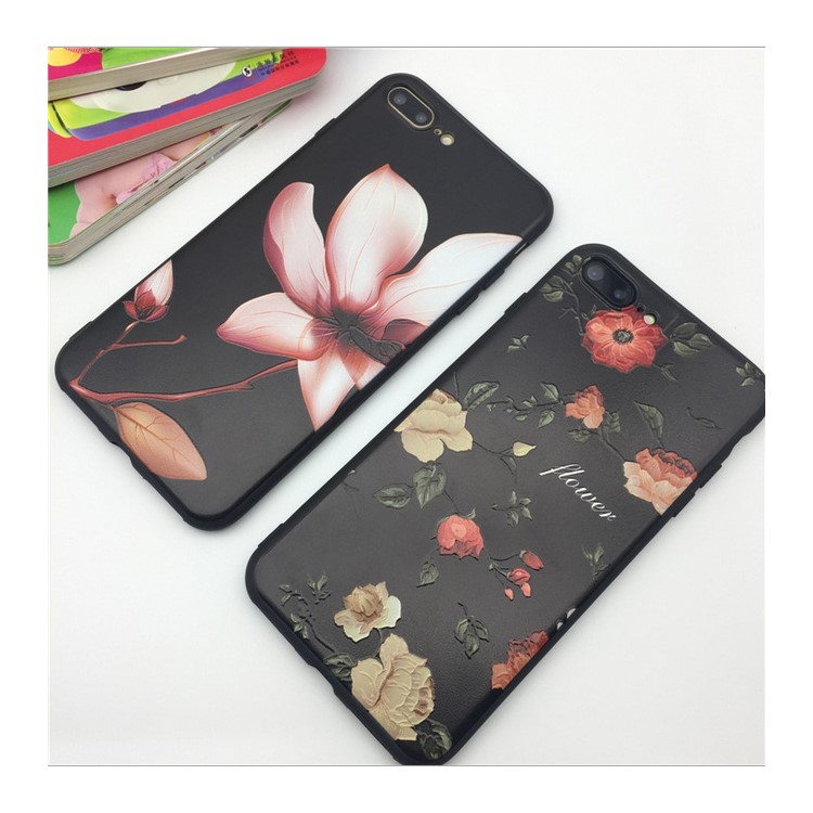For iPhone 7 Plus 5.5 Embossment Flower Matte TPU Mobile Phone Case Cover - Lotus-7