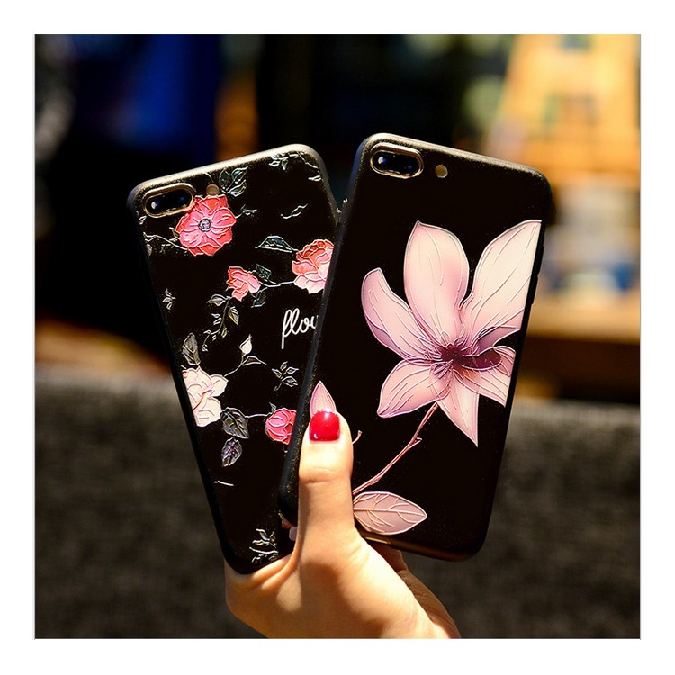 For iPhone 7 Plus 5.5 Embossment Flower Matte TPU Mobile Phone Case Cover - Lotus-8