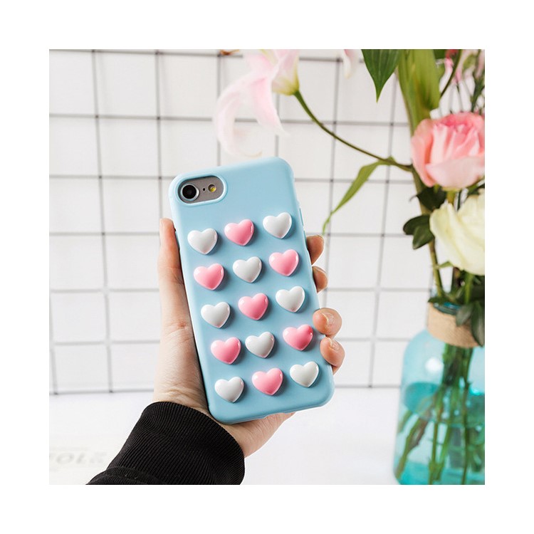 3D Love Hearts TPU Soft Mobile Case for iPhone 6s Plus / 6 Plus - Blue-1
