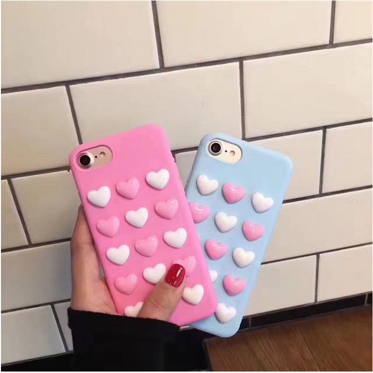 3D Love Hearts TPU Soft Mobile Case for iPhone 6s Plus / 6 Plus - Blue-2