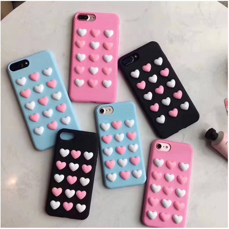 3D Love Hearts TPU Soft Mobile Case for iPhone 6s Plus / 6 Plus - Blue-3