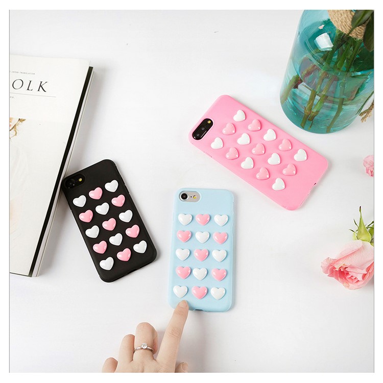 3D Love Hearts TPU Soft Mobile Case for iPhone 6s Plus / 6 Plus - Blue-4