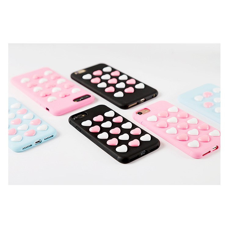 3D Love Hearts TPU Soft Mobile Case for iPhone 6s Plus / 6 Plus - Blue-5
