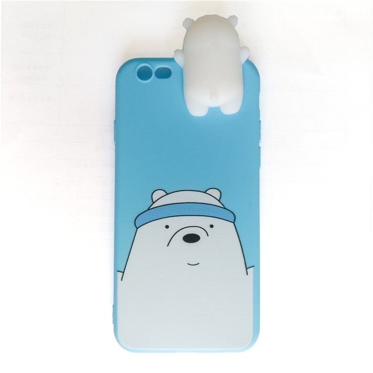 3D Doll White Bear Wrapped Edges TPU Case for iPhone 6s 6 - Blue-1