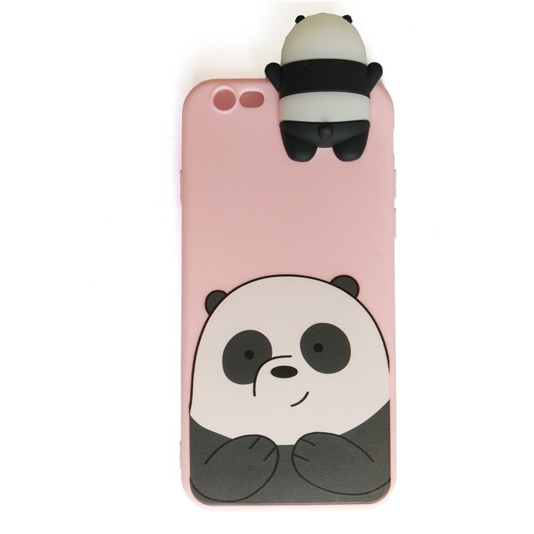

3D Doll Panda Wrapped Edges TPU Cover Case for iPhone 6s 6 - Pink