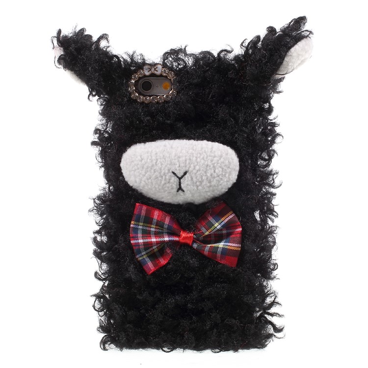 Bling Rhinestone Decor 3D Cute Fluffy Sheep Shape TPU Phone Cover for iPhone 6s Plus / 6 Plus - Black-1