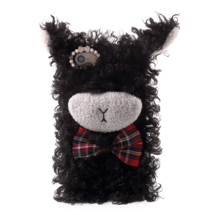 Bling Rhinestone Decor 3D Cute Fluffy Sheep Shape TPU Back Case for iPhone SE/5s/5 - Black-1