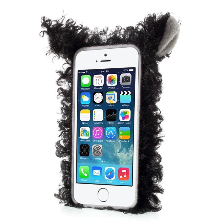 Bling Rhinestone Decor 3D Cute Fluffy Sheep Shape TPU Back Case for iPhone SE/5s/5 - Black-2
