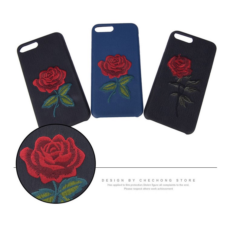 Embroidery Design TPU Case for iPhone 8 Plus / 7 Plus 5.5 inch - Red Snake Black Background-3