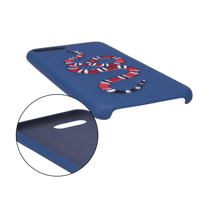 Embroidery Design TPU Mobile Phone Case for iPhone 8 Plus / 7 Plus 5.5 inch - Red Snake Blue Background-2