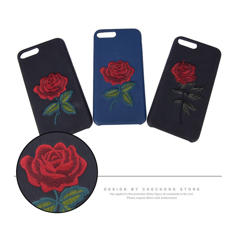 Embroidery Design TPU Mobile Phone Case for iPhone 8 Plus / 7 Plus 5.5 inch - Red Snake Blue Background-4