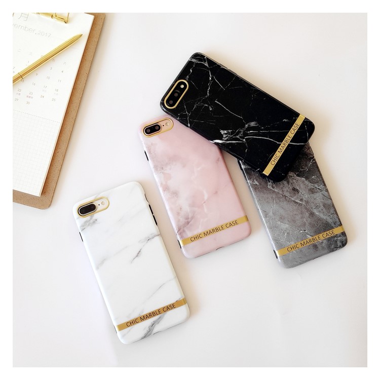 Glossy Silicone Chic Marble Case Mobile Cover for iPhone 7 Plus 5.5 inch - White-7