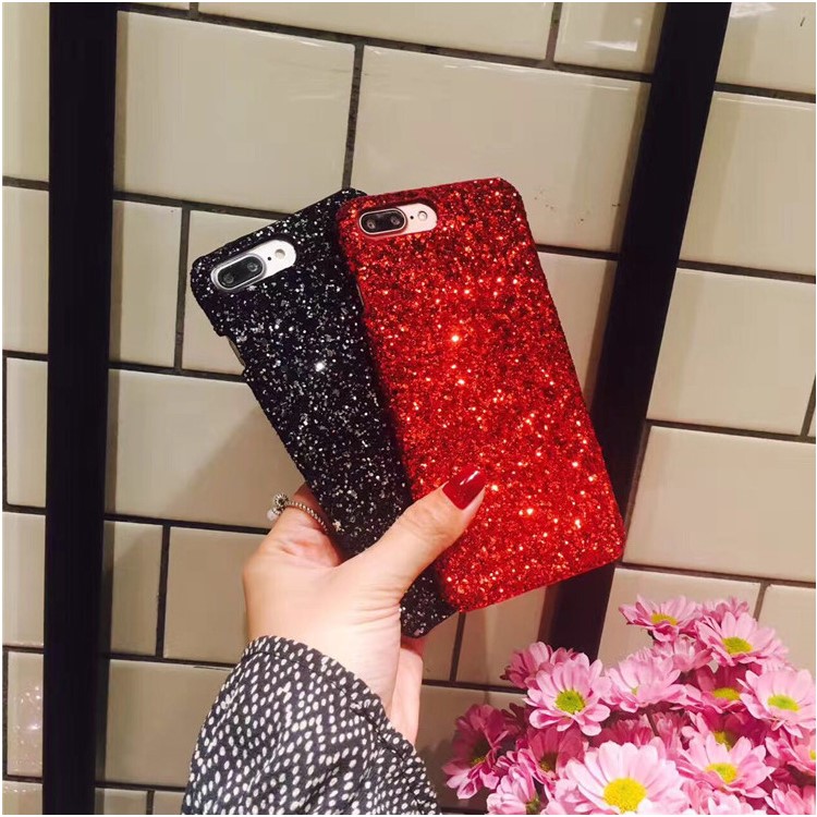 Glitter Powder Rhinestones Decorated PC Hard Cover for iPhone7 Plus - Red-2