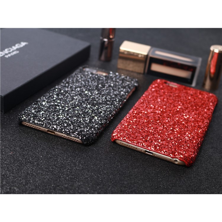 Glitter Powder Rhinestones Decorated PC Hard Cover for iPhone7 Plus - Red-5