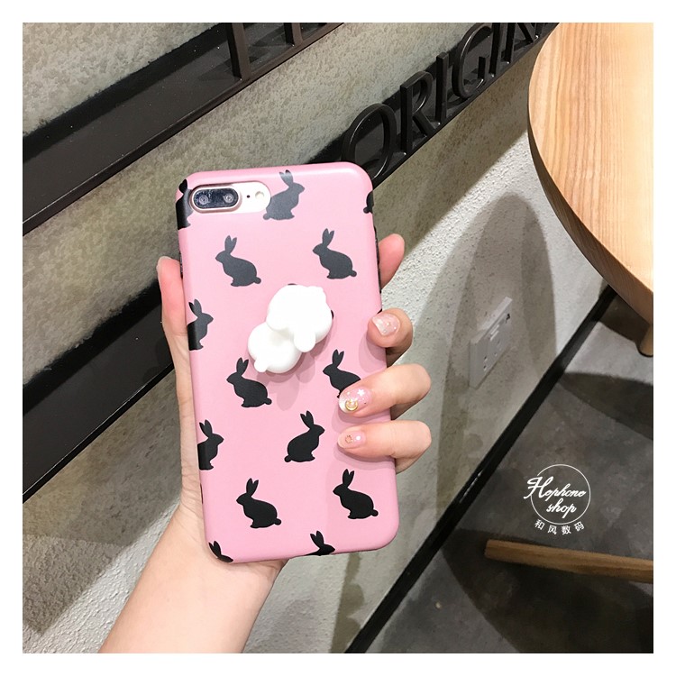 Squishy 3D Soft Silicone Rabbit IMD Silicone Squishy Phone Case for iPhone 7 Plus - Pink-2