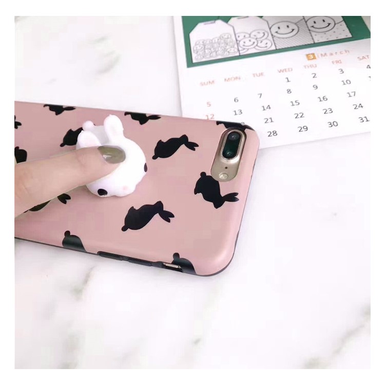 Squishy 3D Soft Silicone Rabbit IMD Silicone Squishy Phone Case for iPhone 7 Plus - Pink-5