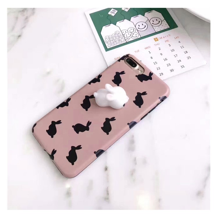 Squishy 3D Soft Silicone Rabbit IMD Silicone Squishy Phone Case for iPhone 7 Plus - Pink-6