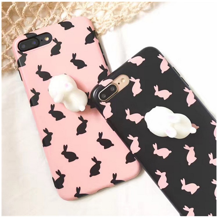 Squishy 3D Soft Silicone Rabbit IMD Silicone Squishy Phone Case for iPhone 7 Plus - Pink-8