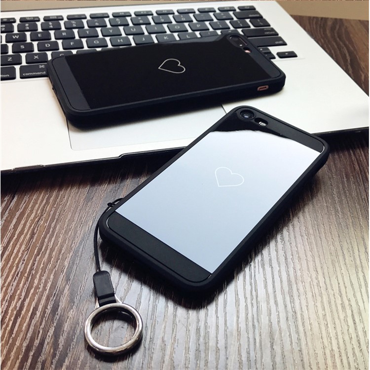 Love Heart Patterned Mirror-like PC Back Mobile Phone Case for iPhone 6/6s - Black-3