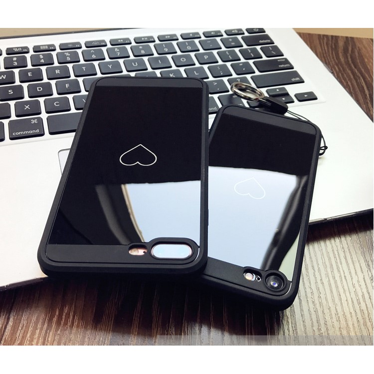Love Heart Patterned Mirror-like PC Back Mobile Phone Case for iPhone 6/6s - Black-4