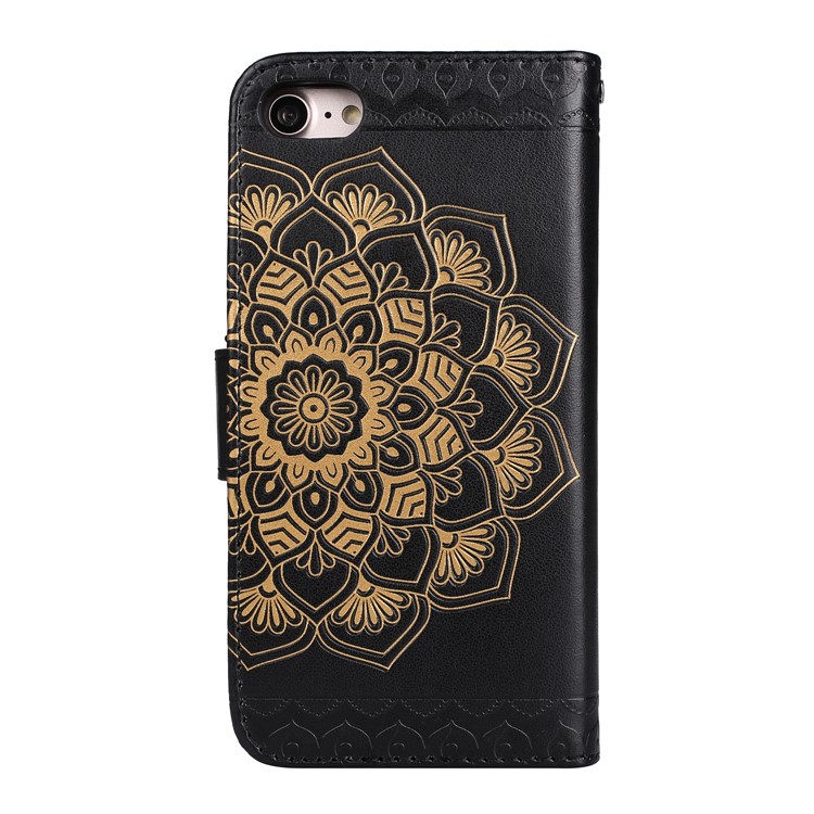 Imprinted Flower Pattern Detachable 2-in-1 TPU+PU Leather Stand Wallet Phone Case for iPhone 7 4.7 inch - Black-2