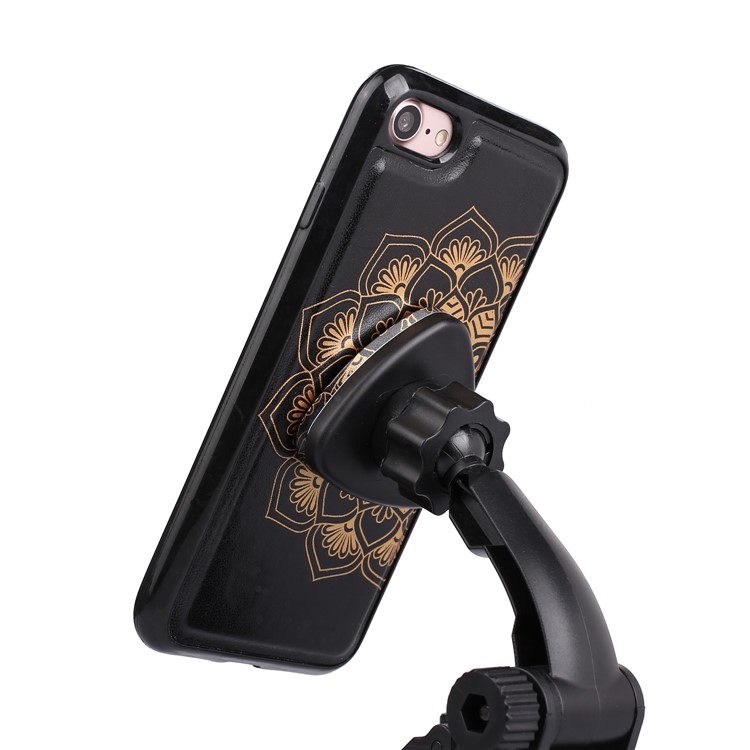 Imprinted Flower Pattern Detachable 2-in-1 TPU+PU Leather Stand Wallet Phone Case for iPhone 7 4.7 inch - Black-7
