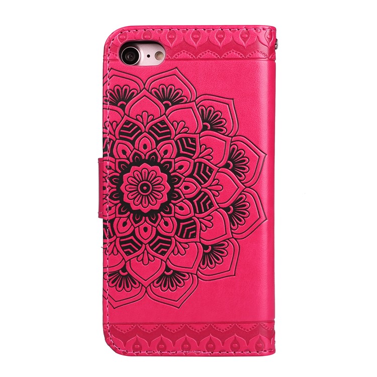 Imprinted Flower Pattern Detachable 2-in-1 TPU+PU Leather Stand Wallet Phone Cover for iPhone 8 / 7 4.7 inch - Rose-3