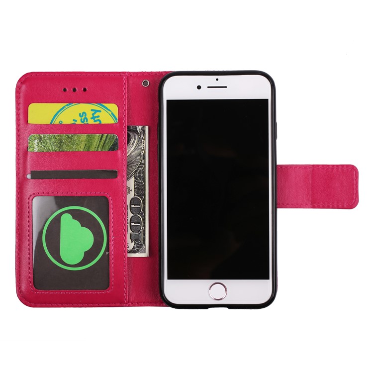 Imprinted Flower Pattern Detachable 2-in-1 TPU+PU Leather Stand Wallet Phone Cover for iPhone 8 / 7 4.7 inch - Rose-9