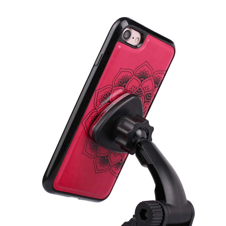 Imprinted Flower Pattern Detachable 2-in-1 TPU+PU Leather Stand Wallet Phone Cover for iPhone 8 / 7 4.7 inch - Rose-13