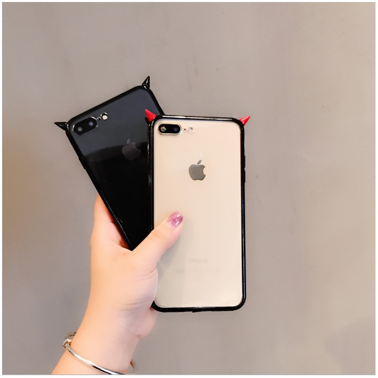 Creative Stylish Little Devil TPU + Transparent Acrylic Mobile Phone Casing for iPhone 8 Plus / 7 Plus 5.5 inch - Black-4