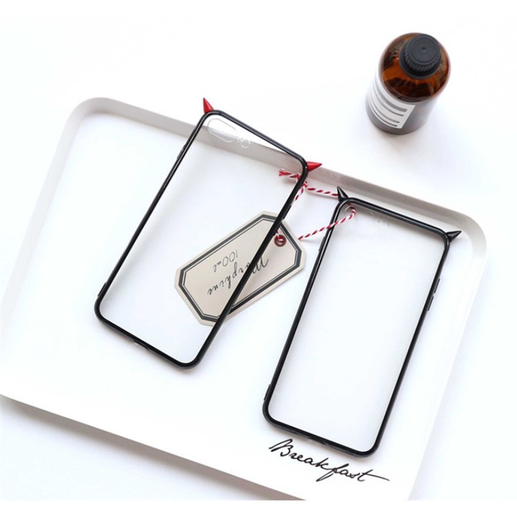 Creative Fashion Little Devil Style TPU + Transparent Acrylic Cell Phone Cover Shell for iPhone 8 Plus / 7 Plus 5.5 inch - Red-12