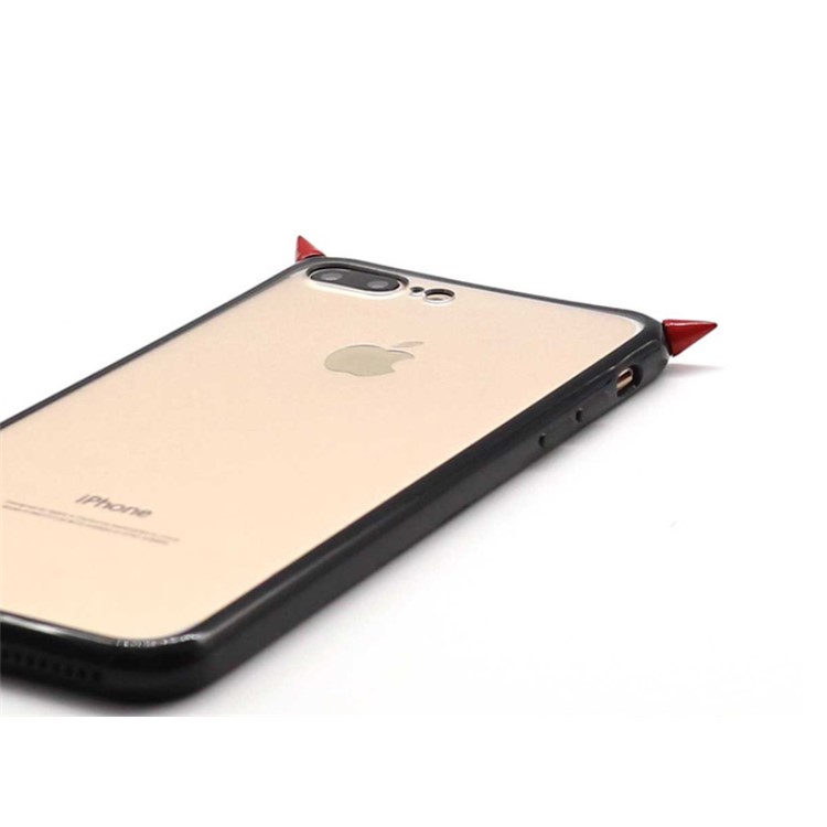 Creative Fashion Little Devil Style TPU + Transparent Acrylic Cell Phone Cover Shell for iPhone 8 Plus / 7 Plus 5.5 inch - Red-14
