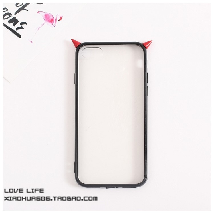 Creative Fashion Little Devil Style TPU + Transparent Acrylic Cell Phone Cover Shell for iPhone 8 Plus / 7 Plus 5.5 inch - Red-16